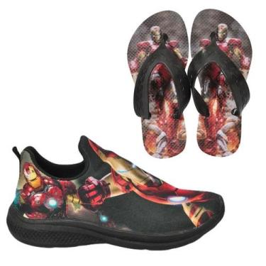 Imagem de Tênis Infantil Masculino Calce Fácil Escolar Menino Personagem +Chinel