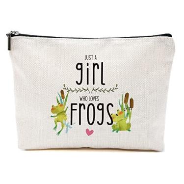 Imagem de Sapo Bolsa de Maquiagem Frog Presentes para Frog Lovers Mulheres Meninas Frog Stuff Merch Animal Lover Engraçado Presentes de Natal para a Filha Irmã