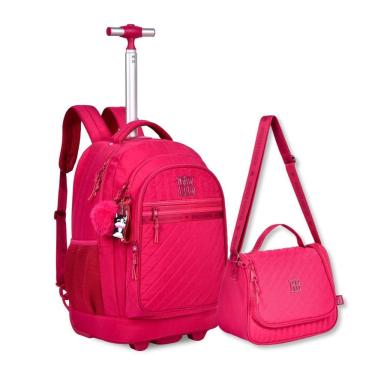 Imagem de Mochila Carrinho Com Lancheira Rebecca Bonbon Kit Escolar