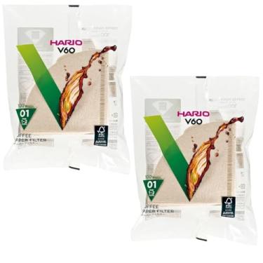 Imagem de Hario 01 filtro de papel natural para café, conjunto com 2 unidades, 100 filtros por pacote (total de 200 filtros) (importação do Japão)