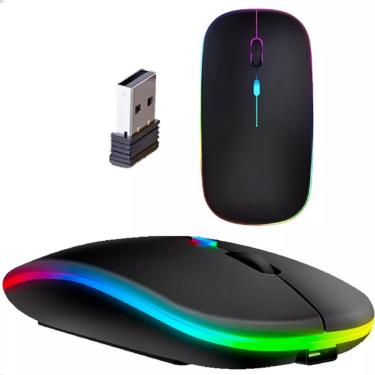 Imagem de Mouse Sem Fio Recarregável Wireles Optico Led Rgb Ergonômico