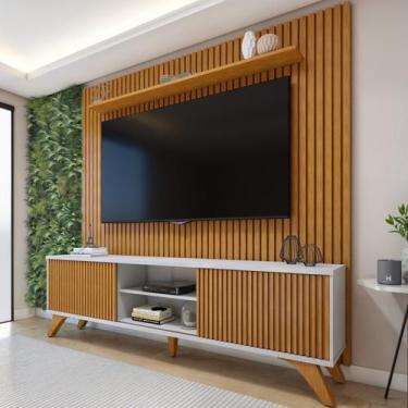 Imagem de Rack com Painel para TV até 75 Polegadas com Ripado 100% MDF 218cm Pés