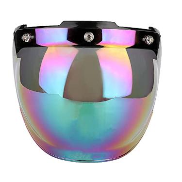 Imagem de Capacete de Motocicleta Shield 3 Snap Visor Flip Open Face Bell Bubble Antifog 3/4 Up Capacetes de Lente Adaptadora, Motocicleta Retro 3 Snap Viseira de Sol Shield à Prova de