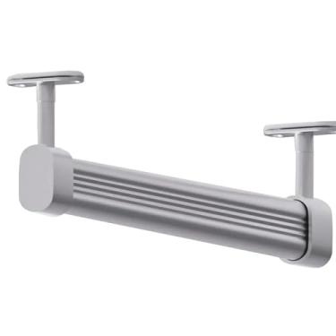 Imagem de Varão de armário suspenso com suportes de extremidade, varais de armário de metal para pendurar roupas, suporte de cabide de armário para guarda-roupas, chuveiro de varanda, prata, C 40 cm