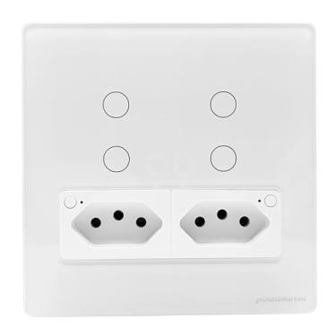 Imagem de Interruptor Inteligente Branco Wi-Fi 4 Teclas com Tomada Compatível NovaDigital Alexa e Google Home