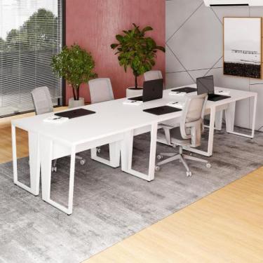 Imagem de Mesa Trabalho Escritório 6 Pessoas 360cm Pé Metal F5 Office - F5 Offic