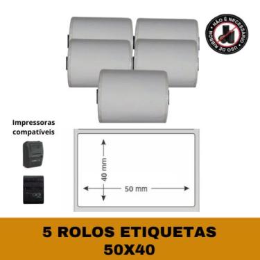 Imagem de Etiqueta Adesiva 58x40 P/ Mini Impressora Ou Pos58 - 5 Rolos - TITANNE