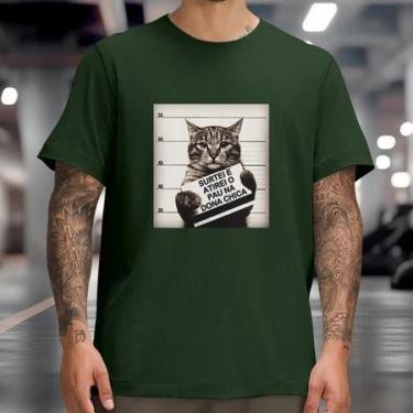 Imagem de Camiseta Gato Surtei e Atirei O Pau na Dona Chica Camisa Frase Diverti