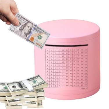 Imagem de Caixa de Desafio 3000 Savings Cofre de Dinheiro Cofre de Dinheiro para Adultos Crianças Cofrinho com Alvo de Dinheiro e Números Caixa de Poupança de Dinheiro (Rosa)