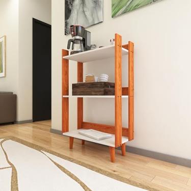 Imagem de Aparador Buffet para Sala Estilo Industrial Cantinho Do Café Multiuso Nicho (Nature-Branco)
