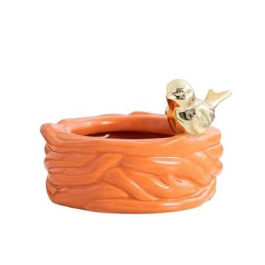 Imagem de Cinzeiro para mulheres fumadoras cinzeiros de mesa redondos de cerâmica criatividade moderna de moda para mesa de escritório em casa ornamentos (laranja)
