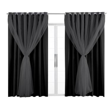 Imagem de Cortina Blackout Tecido Com Voil 5,00M x 2,70M Sala Quarto Escritorio Para Varão Simples