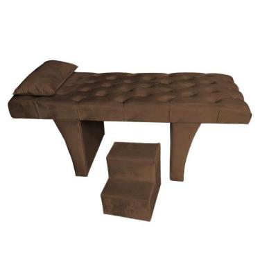 Imagem de Maca Estética Reta Capitonê 0,80m Sofia Veludo - me, MARROM