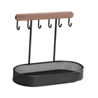 Imagem de UGPLM Exibição de jóias Stand Stand Box Decoração portátil Organizador de jóias Rack de torre para as chaves de brinco de balcão doméstico, Preto, Base