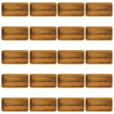 Imagem de Kit 20 Bandejas Madeira Teca Petisqueira 20x10cm Bar Restaur