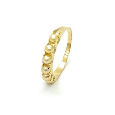 Imagem de Meia Aliança Anel 6 Perola Água Doce em Ouro 18k K250 - Fab Joias, 13