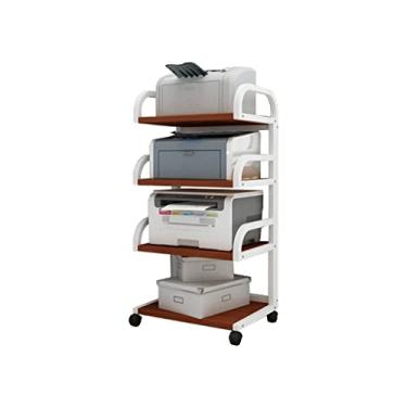 Imagem de Moisture Desktop Printer Rack de armazenamento removível Suporte de impressora Prateleira de armazenamento de quatro camadas com rodas Prateleira de arquivo de estante adequada para casa/escritório