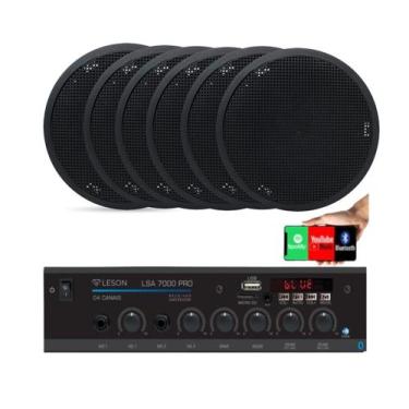 Imagem de Kit Som Ambiente 4 Canal 500watts + 06 Caixas Para Teto/gesso Preto - 