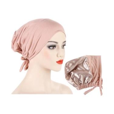 Imagem de Boné Hijab de Cetim Modal Dupla Camada - Turbante Muçulmano para Mulhe