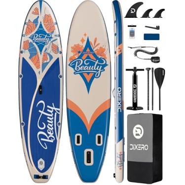Imagem de Dixero Prancha inflável de stand up paddle de 28 cm x 84 cm x 15 cm para todos os níveis de habilidade com acessórios de prancha de SUP premium, pá flutuante ajustável, coleira de segurança, mochila e