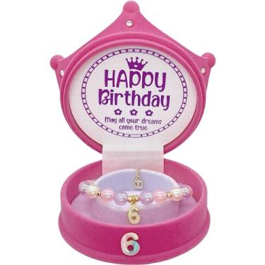 Imagem de ZomefinKiu 6º aniversário menina, pulseira rosa, caixa de coroa de 6º aniversário, roupa de 6º aniversário para princesa, presente de aniversário para menina de 6 anos, joia de 6º aniversário, Small,