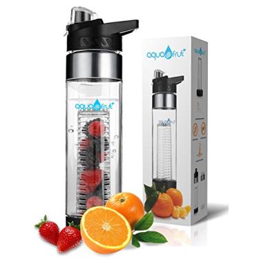 Imagem de Garrafa de água com infusor de frutas AquaFrut - Garrafa de infusão de plástico Tritan livre de BPA - 680 g à prova de vazamento - Carregamento inferior - Inclui eBook de receita de hidratação com