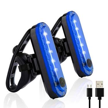 Imagem de Volcano Eye Blue Traseiro Bike Tail Light 2 pacotes, ultra brilhante USB recarregável Bicicleta lanternas traseiras, acessórios de LED de alta intensidade se encaixa em qualquer bicicleta de estrada, capacetes. Luzes de segurança de LED para ciclismo (azul-2 peças)