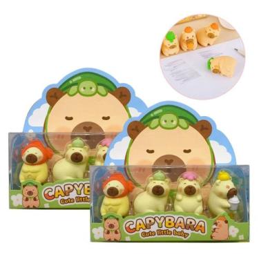 Imagem de 8 Mini Borracha Escolar Formato Capivara Fofinha Papelaria Kawaii - Bo