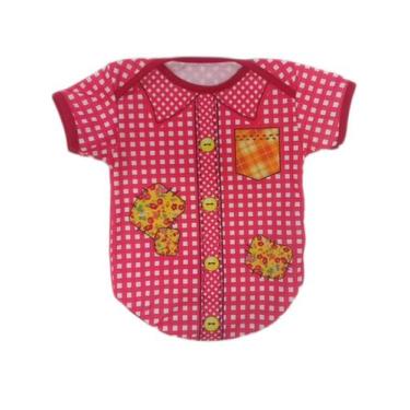 Imagem de Body de Bebê Manga Curta Estampa Festa Junina Xadrez Vermelho - Calupa