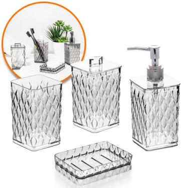 Imagem de Jogo Luxo Utensilios de Lavabo Banheiro Decoração Kit Plasútil Glamour