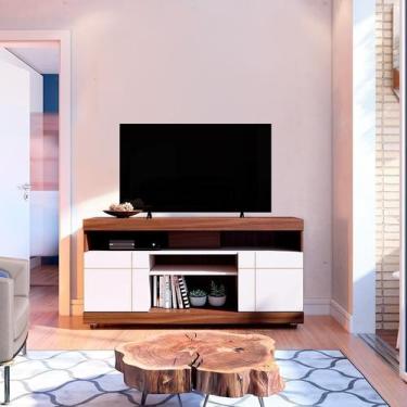 Imagem de Rack Yara Nogueira e Off White 136 cm - Colibri Móveis, Nogueira Real 