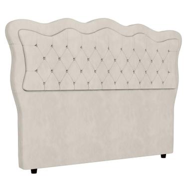 Imagem de Cabeceira para Cama Box Casal Queen Oregon I02 Veludo Bege com Capitonê 182x128x14cm Mp...