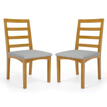Imagem de Kit Com 2 Cadeira Cecília Encosto E Pés De Madeira Maciça Assento Estofada Para Mesa De...