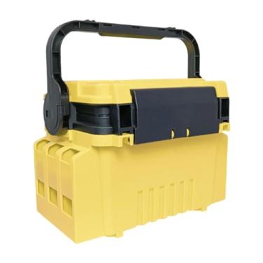 Imagem de Pegciuho Caixa de equipamentos de pesca, organizador de ferramentas de pesca ao ar livre com suporte para vara, equipamento portátil, estojo de transporte de 2, Amarelo