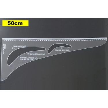 Imagem de Régua Esquadro Nº2 50cm Alfaiate Cavas Moldes Confecção 0509 - LAPIDAR