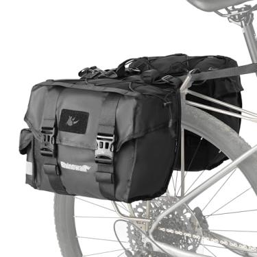 Imagem de Rhinowalk Bolsa para bicicleta com capa de chuva, impermeável, 22 L, bolsa dupla com placa de suporte para bolsas de selim de equitação de longa distância para bicicletas, acessórios de ciclismo