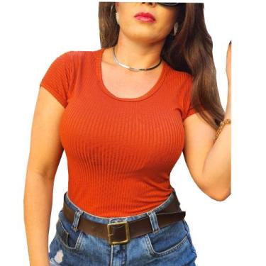 Imagem de Blusa Feminina T Shirt Gola O Basica Baby Look Moda Evangelica Social 