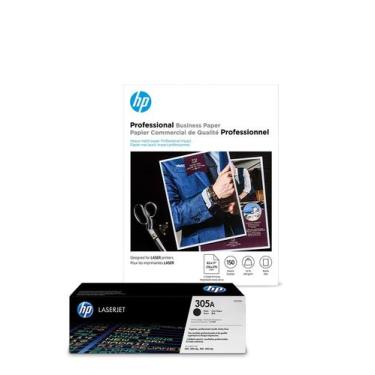 Imagem de Cartucho de toner e papel para brochura HP 305A Black Laser