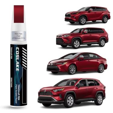 Imagem de COSLAKE Tinta de retoque de carro (pérola rubi flare (3T3 (inclui 2 jardas))) para Toyota, kit de reparo de arranhões de pintura de carro, solução rápida e fácil de reparar, caneta removedor de