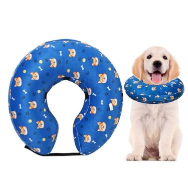 Imagem de Cone Para Cães,Donut Inflável Macio Ajustável Anti-Lambedura Para Cães - Acessórios De Saúde Animal Para Cuidados Com Feridas Recuperação Pós-cirúrgica Natação Visitas Ao