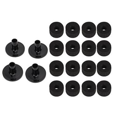 Imagem de Conjunto de manga de almofada de feltro de prato de bateria de 2,5 cm - Acessórios de kit de bateria preta - 16 feltros e 4 mangas para percussão (preto)