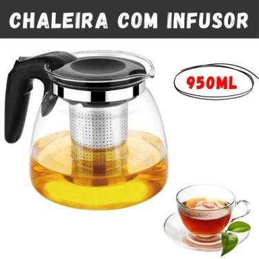 Imagem de Chaleira De Vidro Bule Com Infusor Para Chá e Cafe 950ml Inox - TOP RI
