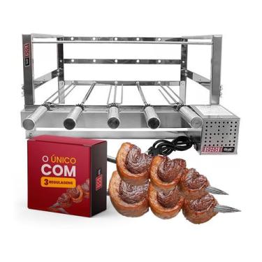 Imagem de Churrasqueira Gira Grill 5 Espetos 60cm em Inox Motor Ajustável Removí