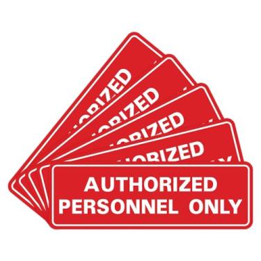 Imagem de Placa de parede ou porta padrão AUTORIZADA SOMENTE PESSOAL - Sinalização de conformidade - Controle de acesso seguro - Instalação fácil - Vermelho - Pequeno (pacote com 5)