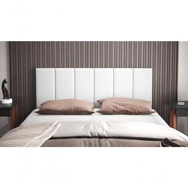 Imagem de Cabeceira Casal Laura 1,40 Almofadada Corino Branco