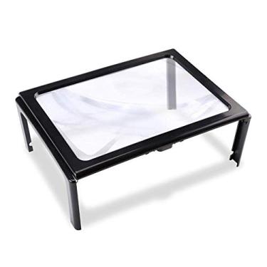 Imagem de Lupa de vidro - Espelho ampliado de alta ampliação A4 Vidro de mesa LED com luzes Lupa para leitura Produtos de escritório Substitutability