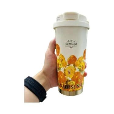 Imagem de Garrafa Térmica De Aço Inoxidável Com Tampa De Flor Para Café, 500ml, 
