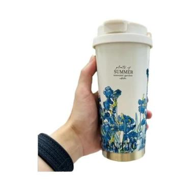 Imagem de Garrafa Térmica De Aço Inoxidável Com Tampa De Flor Para Café, 500ml, 