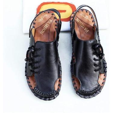 Imagem de Sandálias Esportivas Ao Ar Livre Pescador De Couro Masculino Respirável Verão Casual Com Alça Ajustável Sapatos Caminhada Na Praia, B, 39 EU