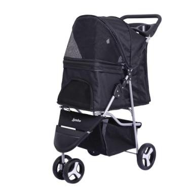 Imagem de JAMBO PET Carrinho de passeio para Pet, Top, Feito em Poliéster, Para Animal de estimação, cachorro, cão, gato pequeno porte, Montagem simples, Suporta até 15 Kg, Cor Preto